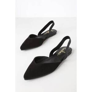 Lulus Mae Black Suede Pointed-toe Slingback Flats - Size 7